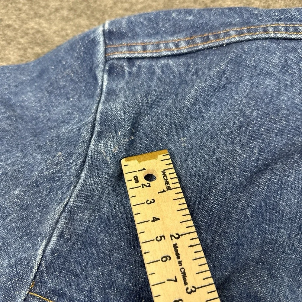 VTG Wrangler Jacket Mens 2XL XXL Jean Jacket Trucker Work Blue Button Distressed